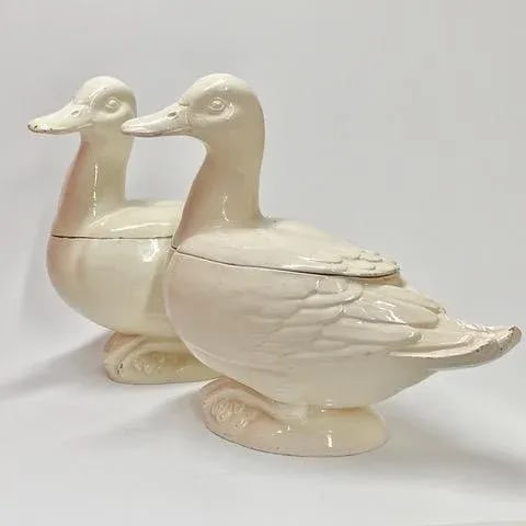 Italian Creamware Trompe l'Oeil Tureens in the Form of Ducks, Nove Di Bassano - 7