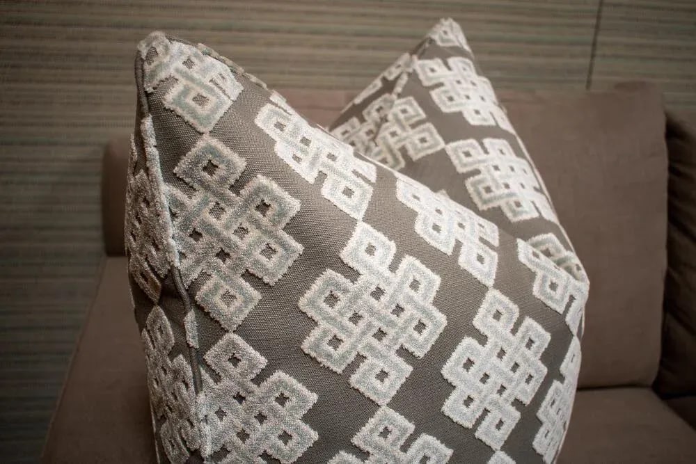 Pair of Duralee "Medallion" Cut Velvet Custom Pillows 22 X 22 In. - 3