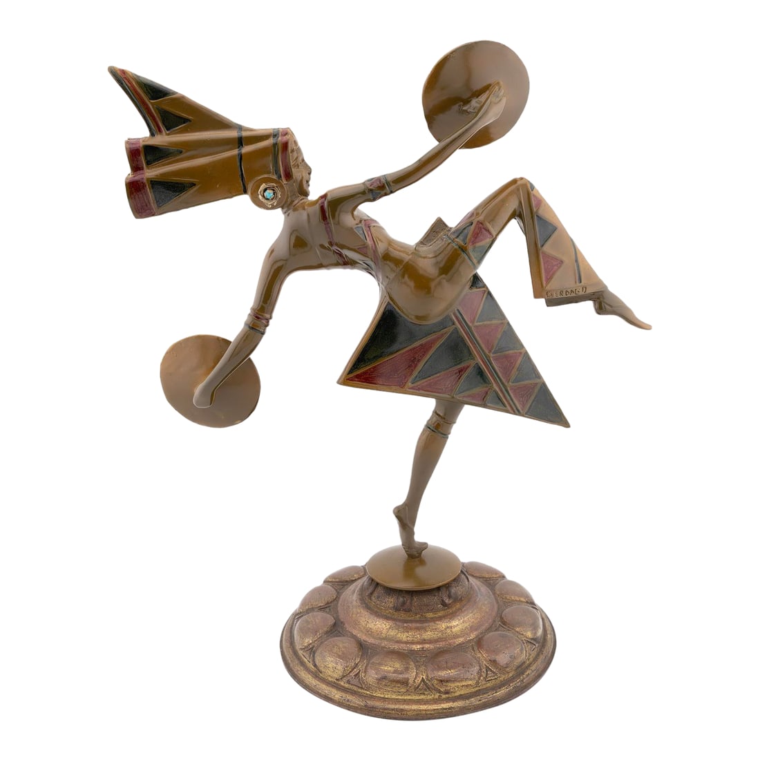 Art Deco Patinated Bronze Sculpture by Gerda Gerdago, Austria 1920s: This beautiful Art Deco sculpture was created in the 1920s during the height of the Deco period by Austrian sculptor Gerda Gerdago, originally Gottstein. Her career began as a costume designer before