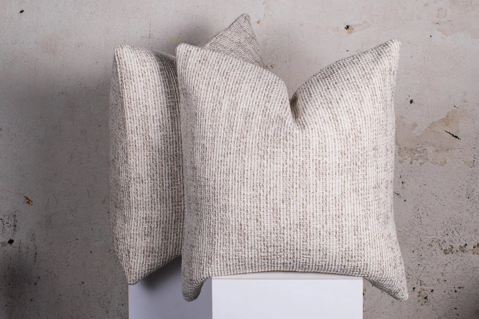 Custom Neutral Chenille Textured Pillows - a Pair - 3