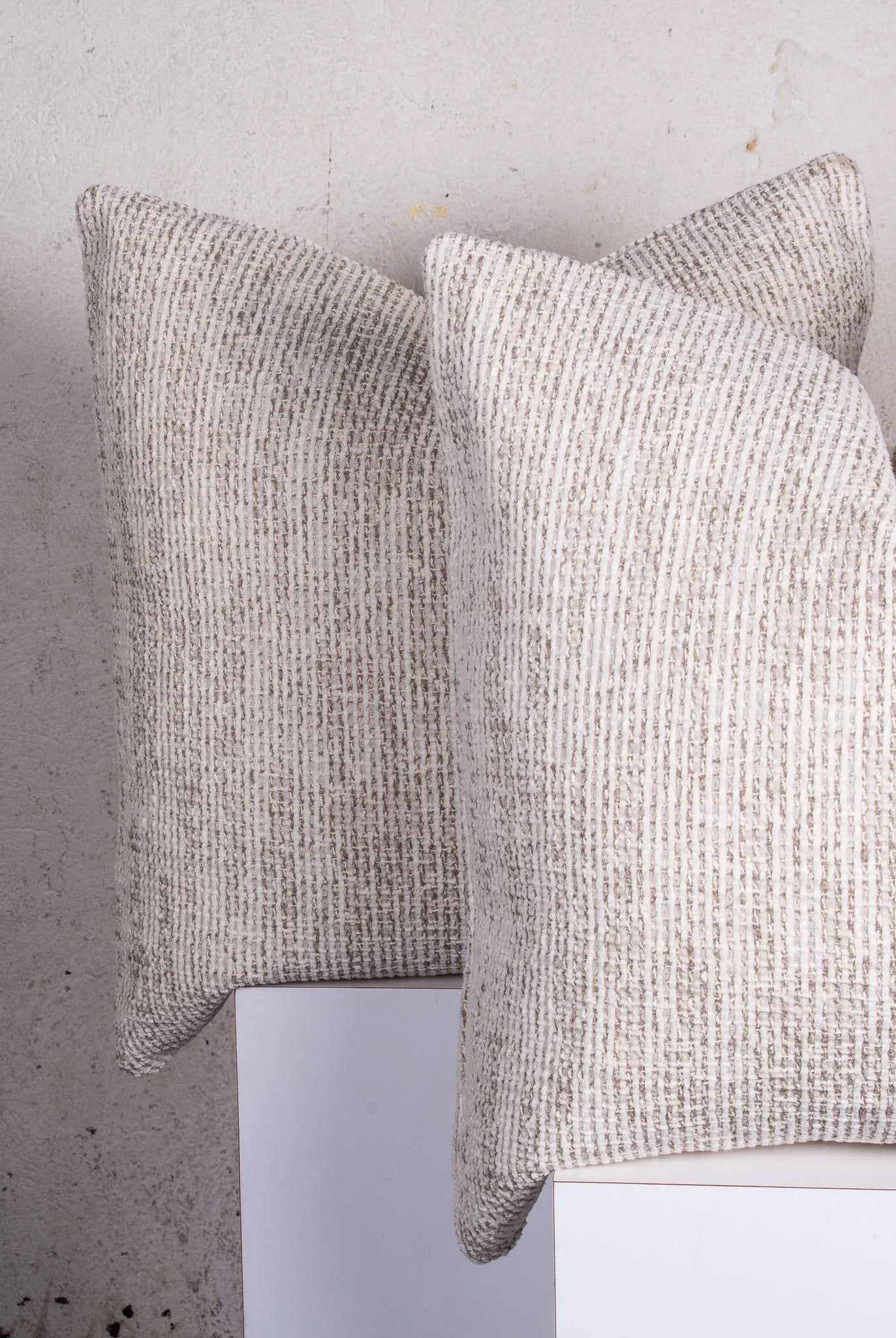 Custom Neutral Chenille Textured Pillows - a Pair - 4