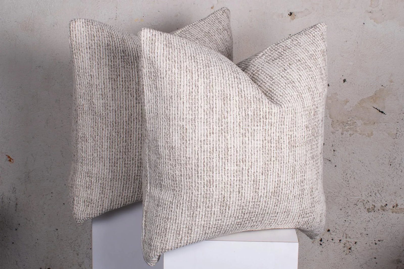 Custom Neutral Chenille Textured Pillows - a Pair - 5