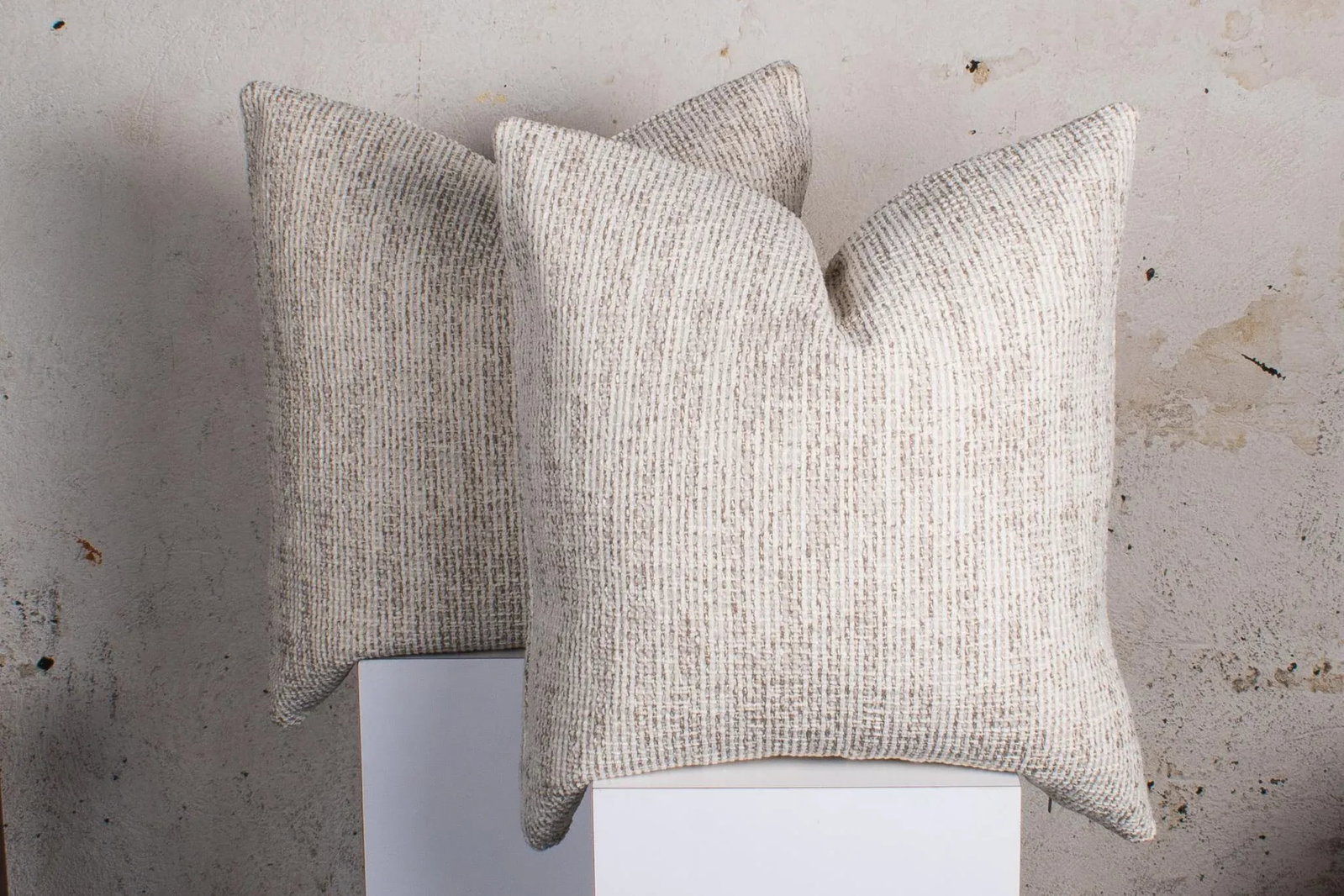 Custom Neutral Chenille Textured Pillows - a Pair - 7