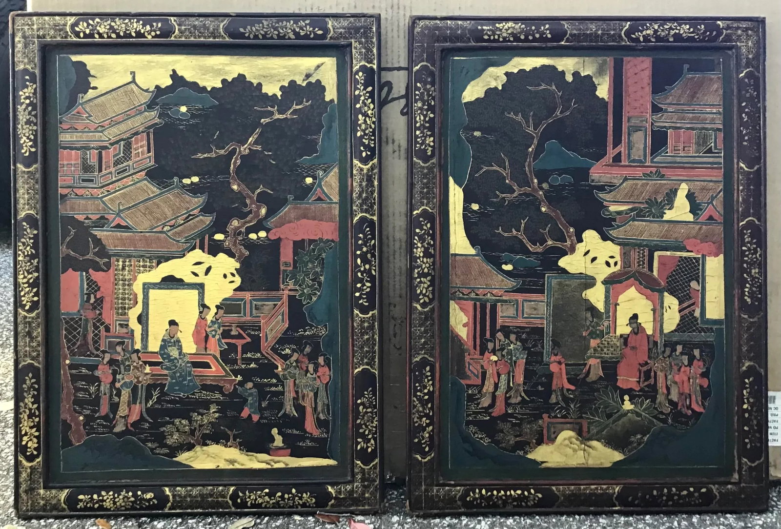 19th Century Chinoiserie Decorated Lacquer Panels - a Pair - 10