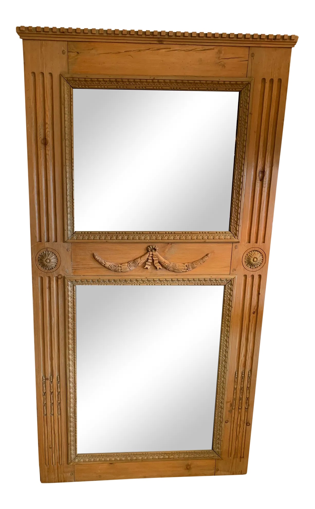 Antique French Hand Carved Oak Trumeau Mirror (1 of 12)