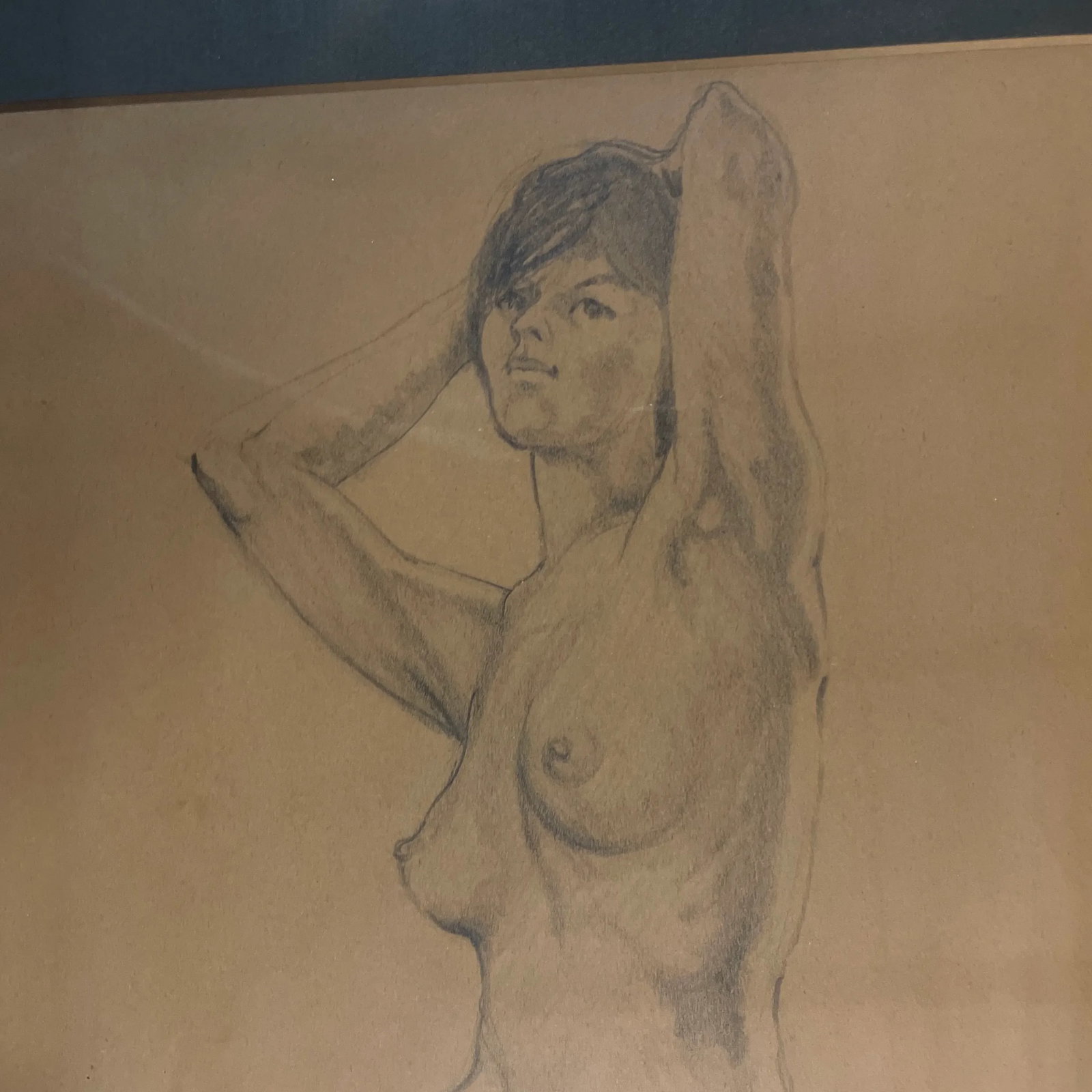 1970s Figurative Female Nude Drawing, Framed - 3