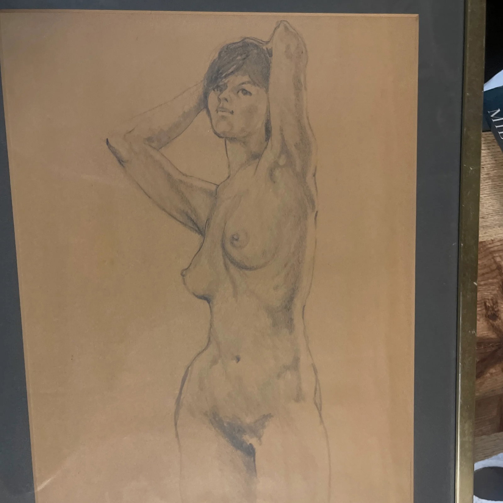 1970s Figurative Female Nude Drawing, Framed - 4