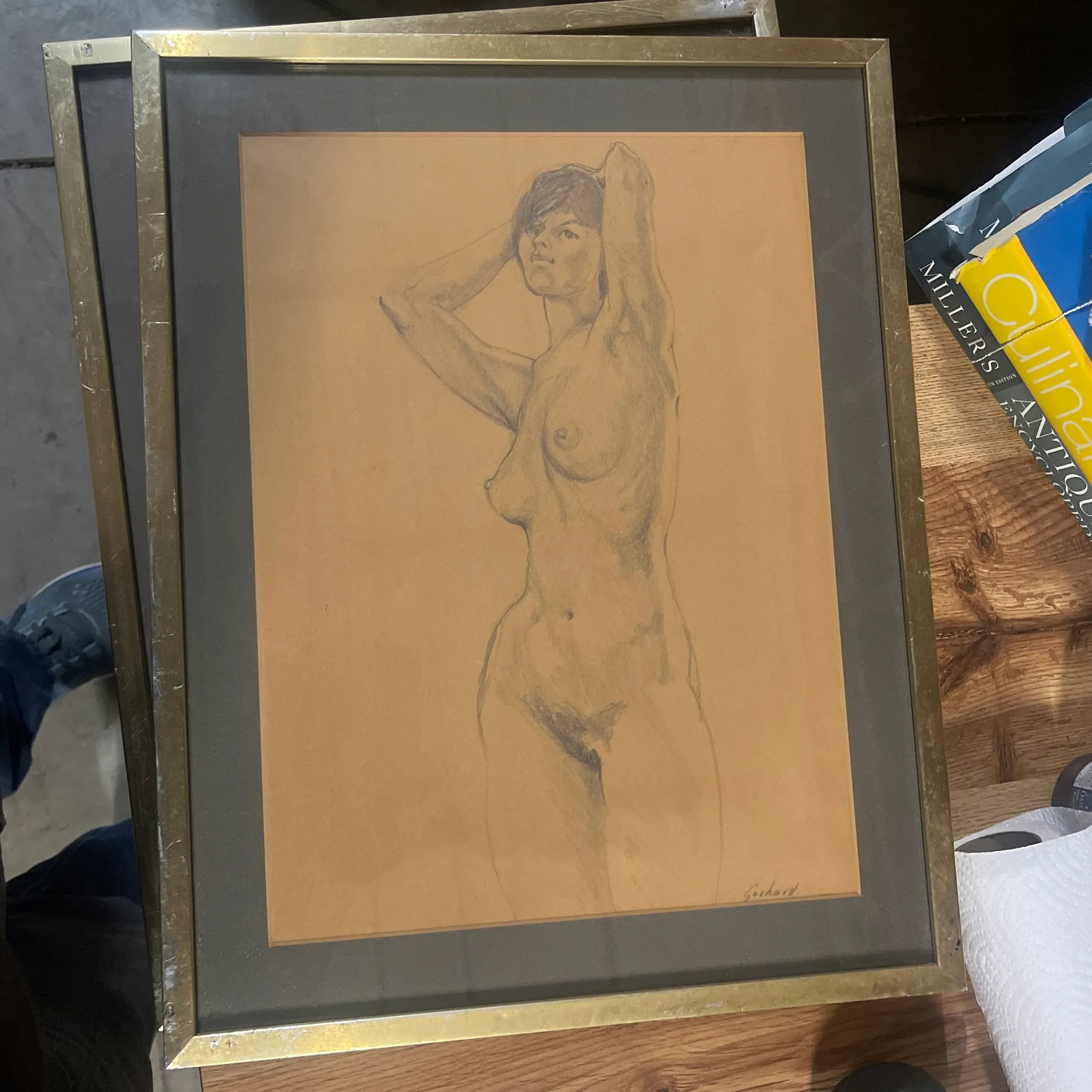 1970s Figurative Female Nude Drawing, Framed - 5