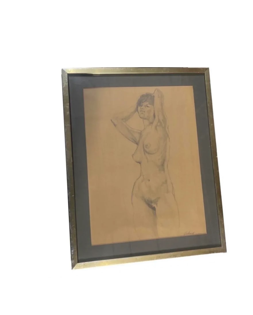 1970s Figurative Female Nude Drawing, Framed - 6