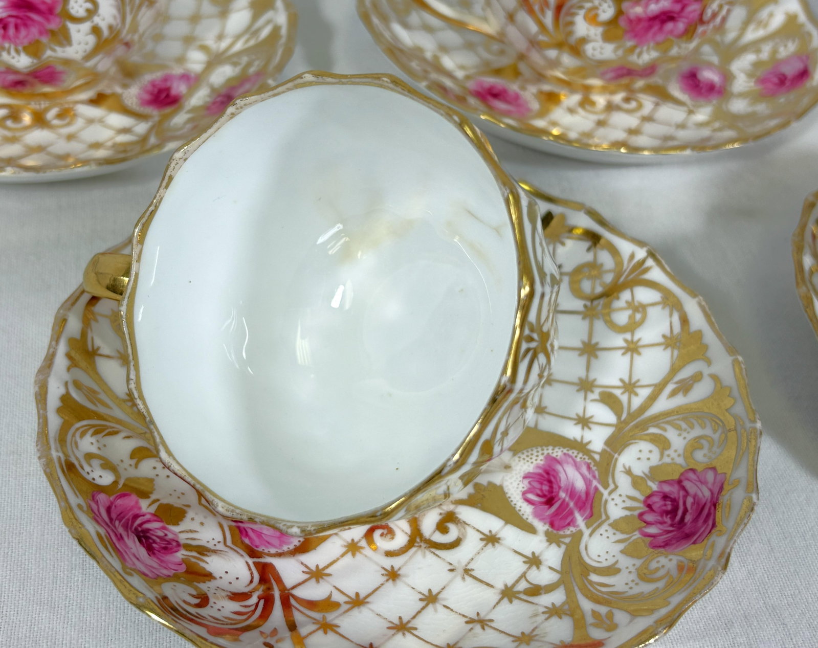 Antique English Spode Copeland Teacups With Saucers- Set of 5 - 13