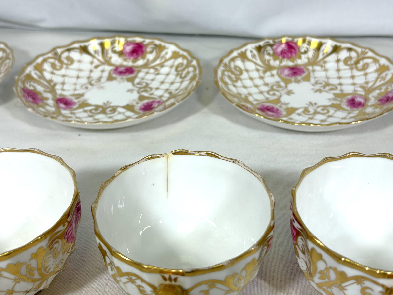 Antique English Spode Copeland Teacups With Saucers- Set of 5 - 14