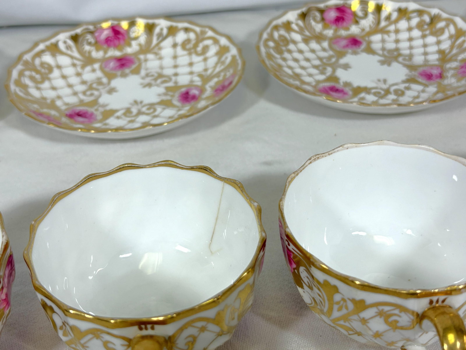 Antique English Spode Copeland Teacups With Saucers- Set of 5 - 15