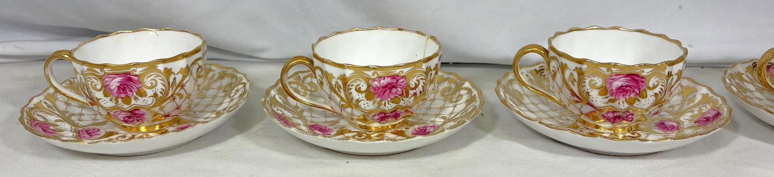 Antique English Spode Copeland Teacups With Saucers- Set of 5 - 5