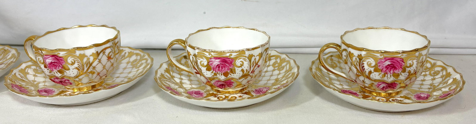 Antique English Spode Copeland Teacups With Saucers- Set of 5 - 6