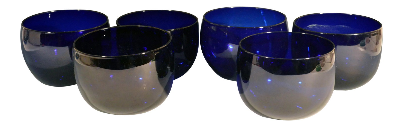 Set of Six Georgian Blue Glass Finger Bowls (1 of 8)