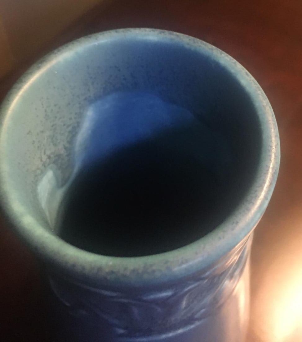 Rookwood American Art Pottery Aerial Blue Bellflower Design Bud Vase C1928 - 3
