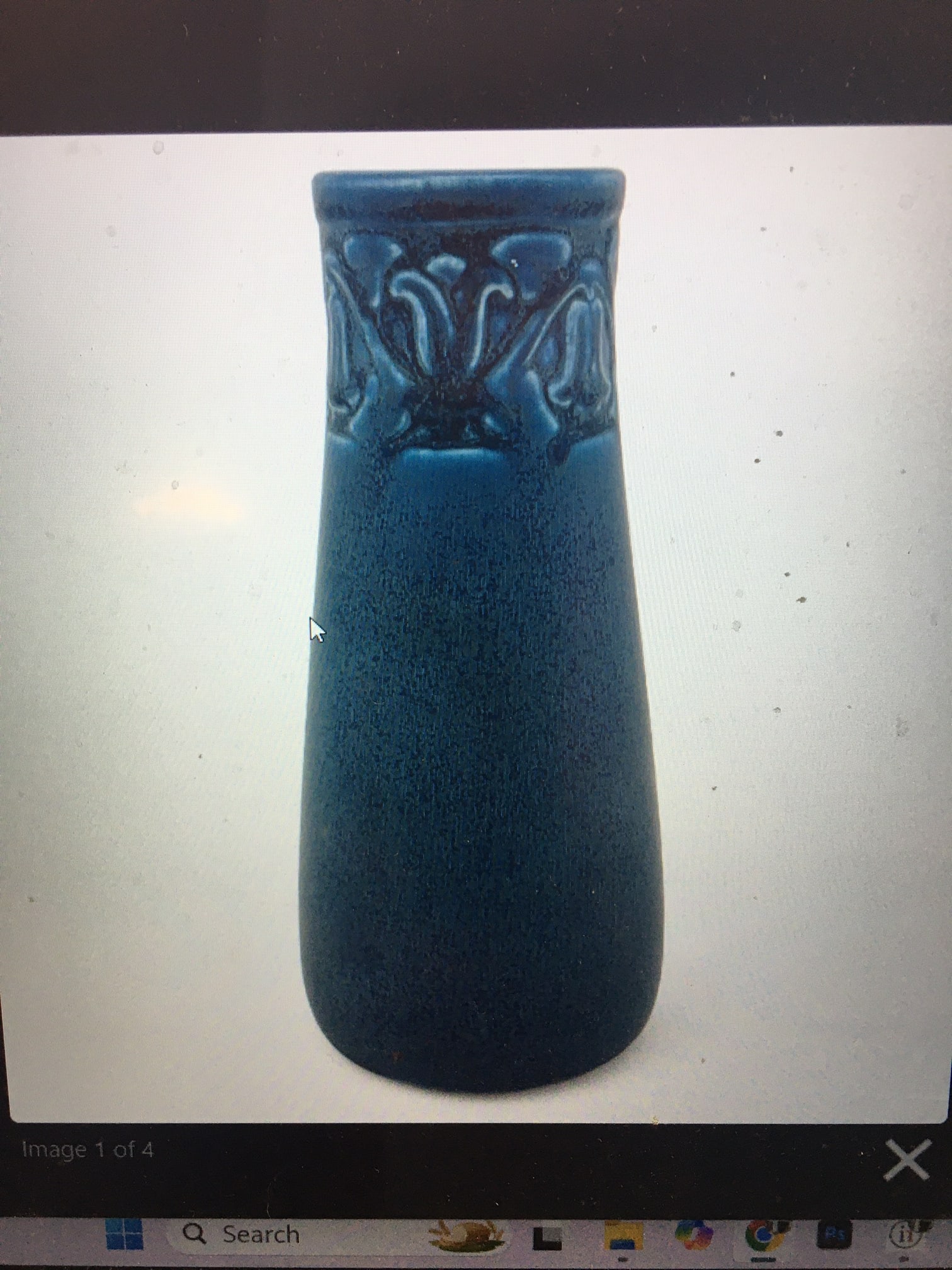 Rookwood American Art Pottery Aerial Blue Bellflower Design Bud Vase C1928 - 5