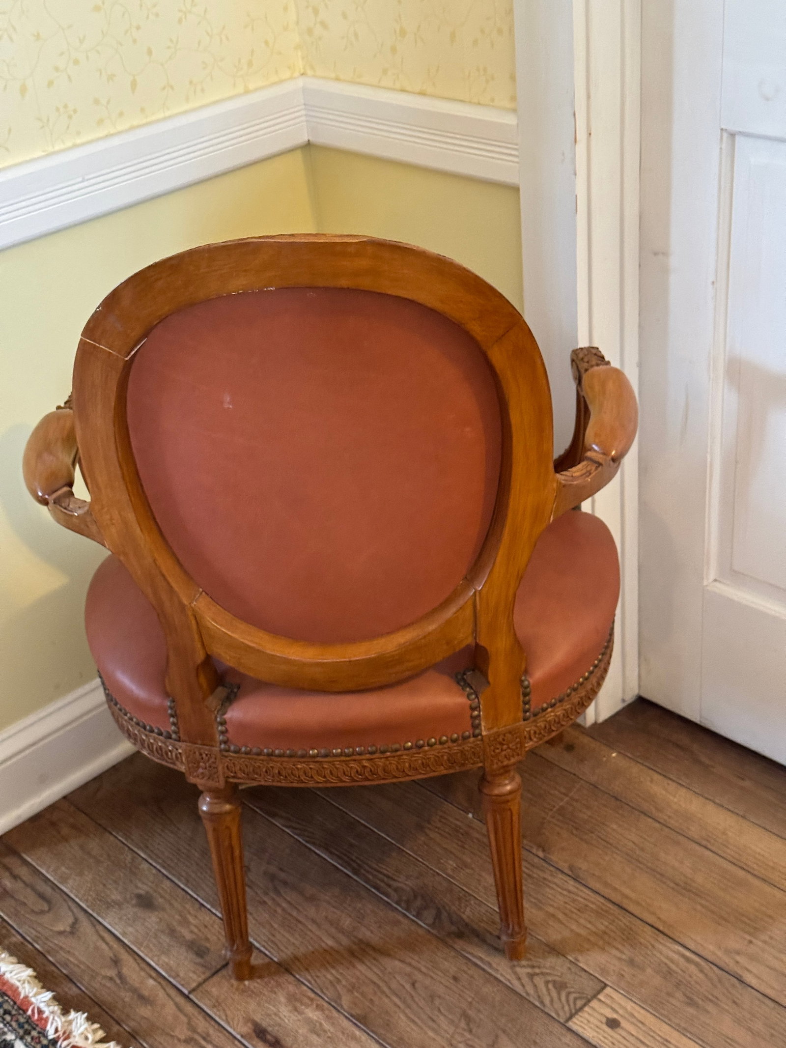 4-Piece French Louis XVI–Style Leather Seating Set "” Settee & 3 Armchairs - 10
