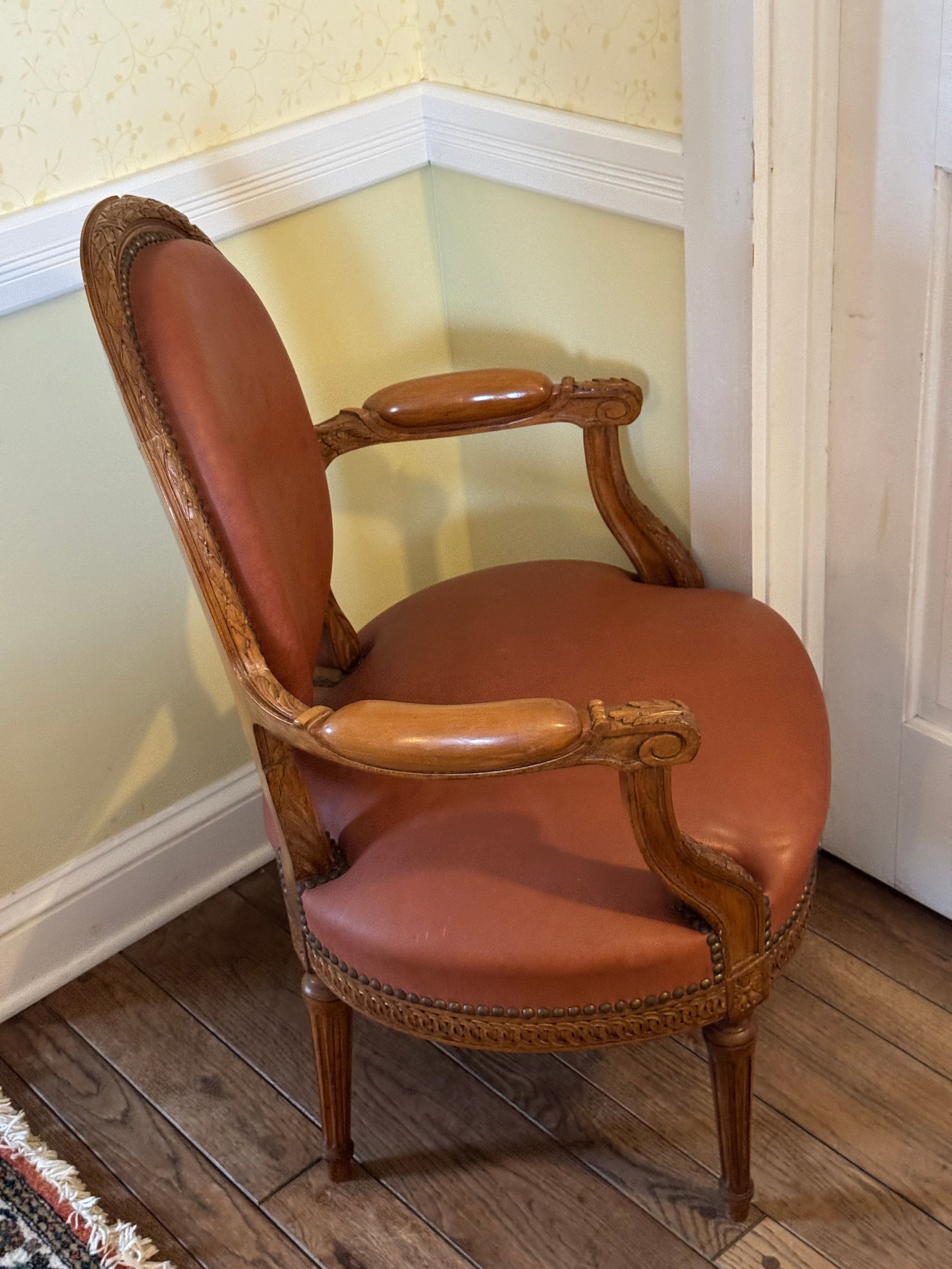 4-Piece French Louis XVI–Style Leather Seating Set "” Settee & 3 Armchairs - 16