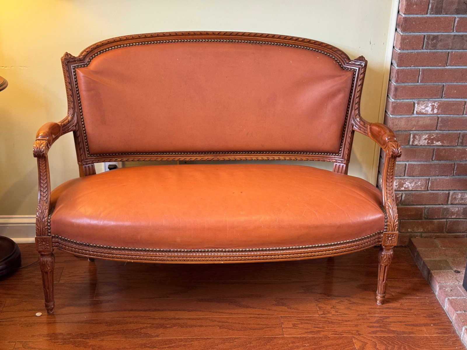 4-Piece French Louis XVI–Style Leather Seating Set "” Settee & 3 Armchairs - 3