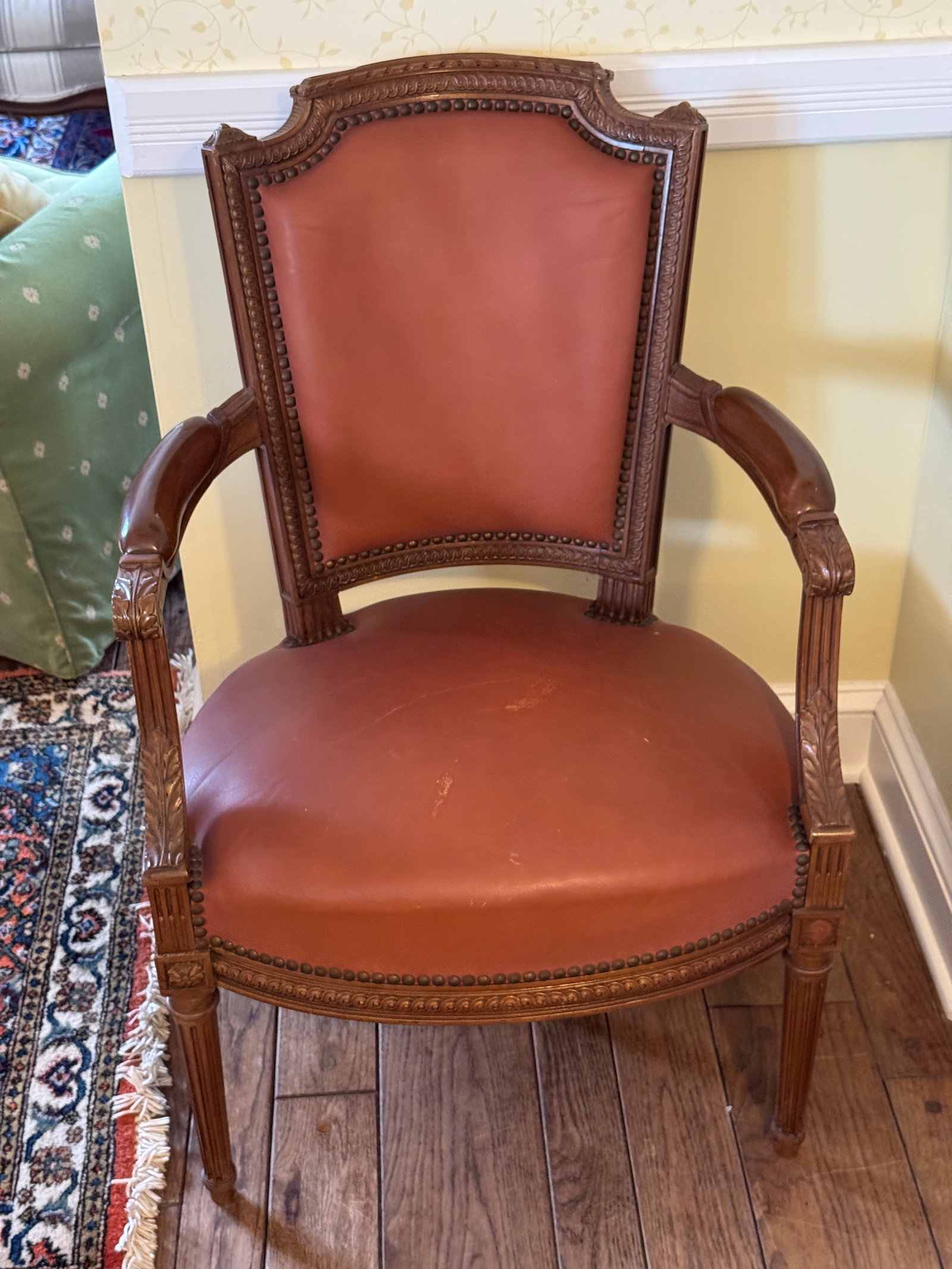 4-Piece French Louis XVI–Style Leather Seating Set "” Settee & 3 Armchairs - 5