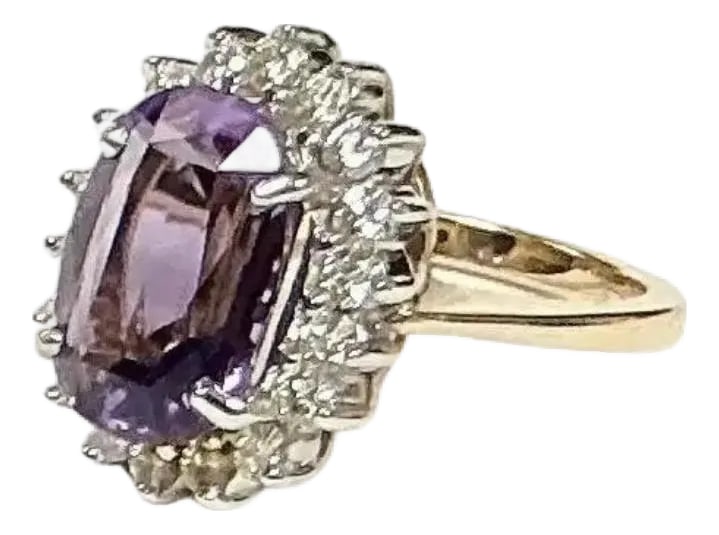 Amethyst and Diamond Cocktail Ring, 14k Gold (1 of 8)