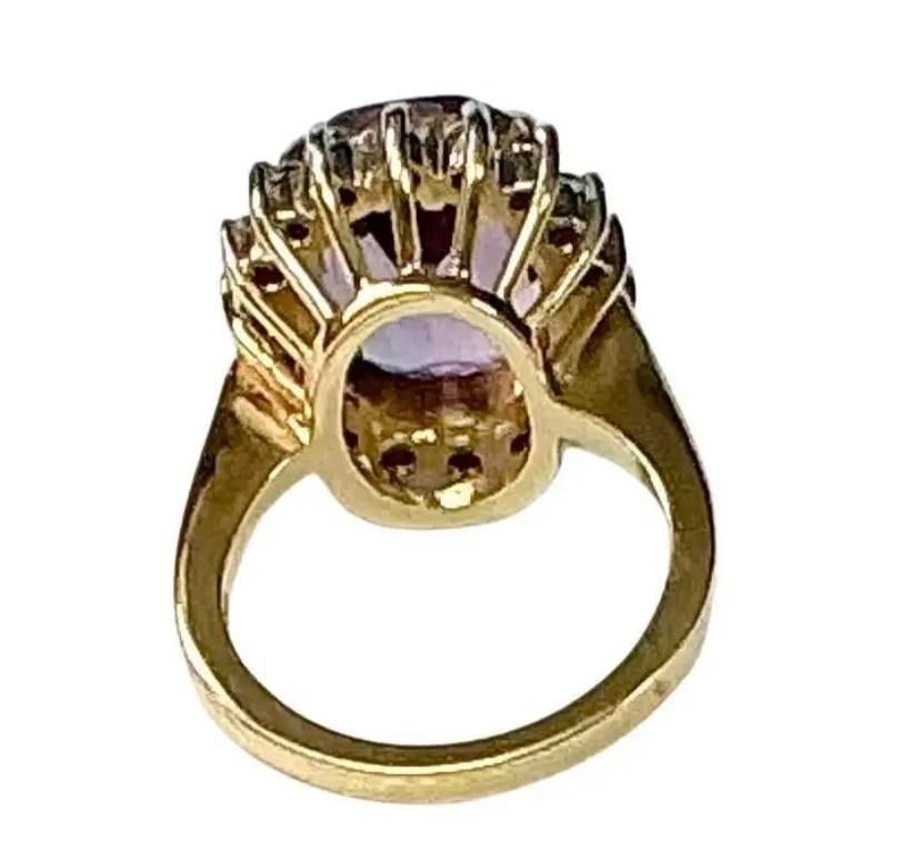 Amethyst and Diamond Cocktail Ring, 14k Gold - 5
