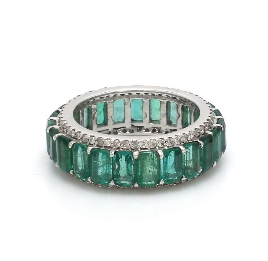 Natural 5.50 cts emerald & 0.75 cts diamond ring in 14k gold - 4