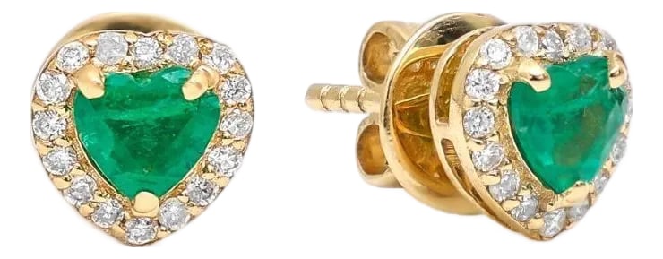 0.73 cts Natural emerald and 0.73 cts diamond earrings in 18k gold (1 of 18)