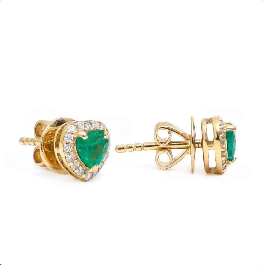 0.73 cts Natural emerald and 0.73 cts diamond earrings in 18k gold - 9