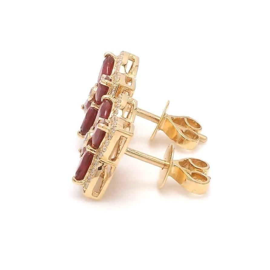 2.52 Ct Natural ruby and 0.39 ct diamond earring in 18k gold - 12