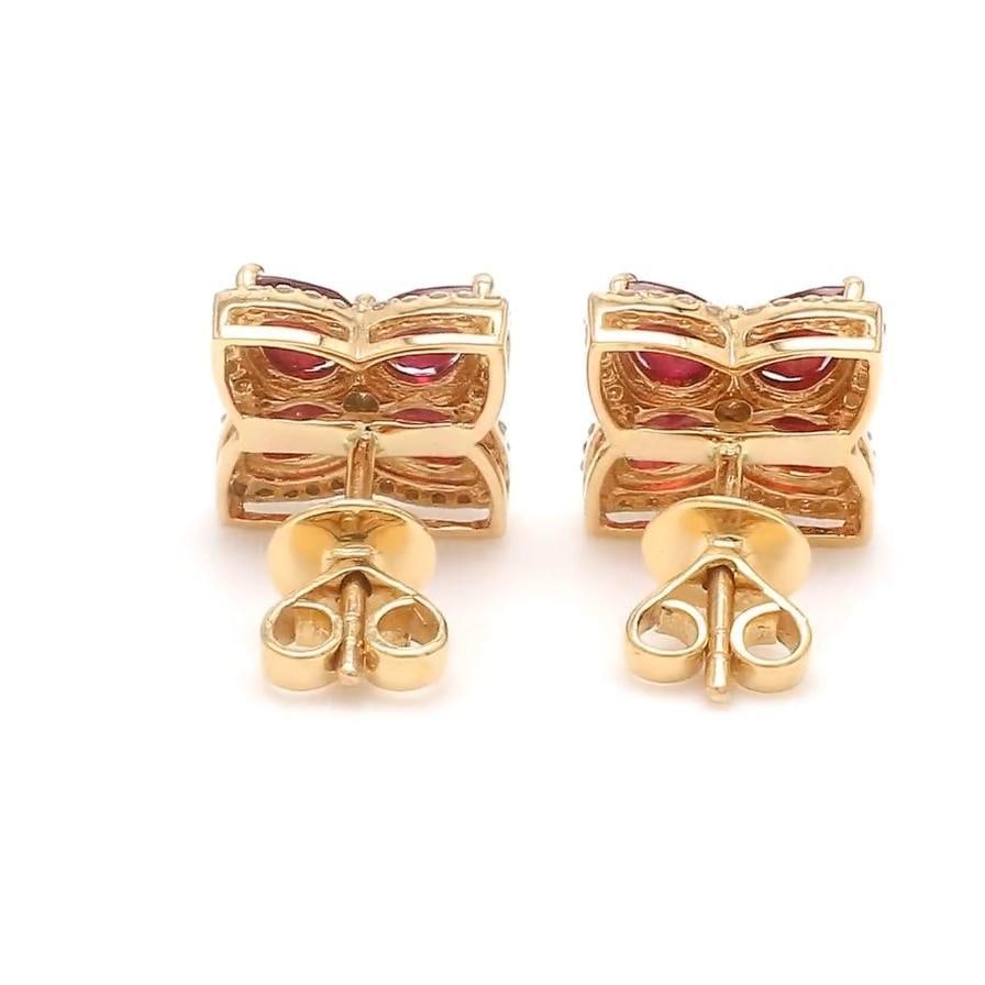 2.52 Ct Natural ruby and 0.39 ct diamond earring in 18k gold - 3