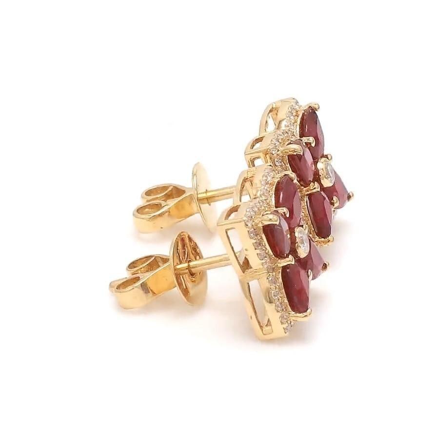 2.52 Ct Natural ruby and 0.39 ct diamond earring in 18k gold - 4