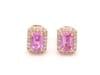 1.05 cts Natural pink sapphire & 0.20 cts diamond earrings in 14k gold - 2