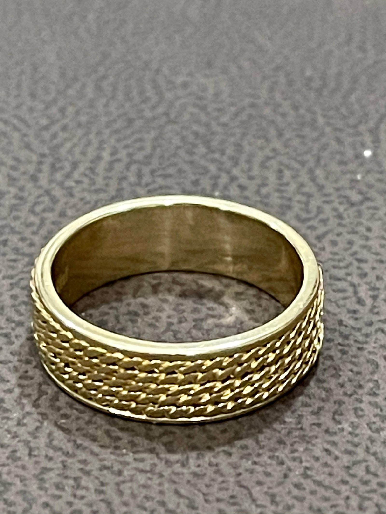 14 Karat Yellow Gold Classic Wide Wedding Band Ring, Unisex - 17