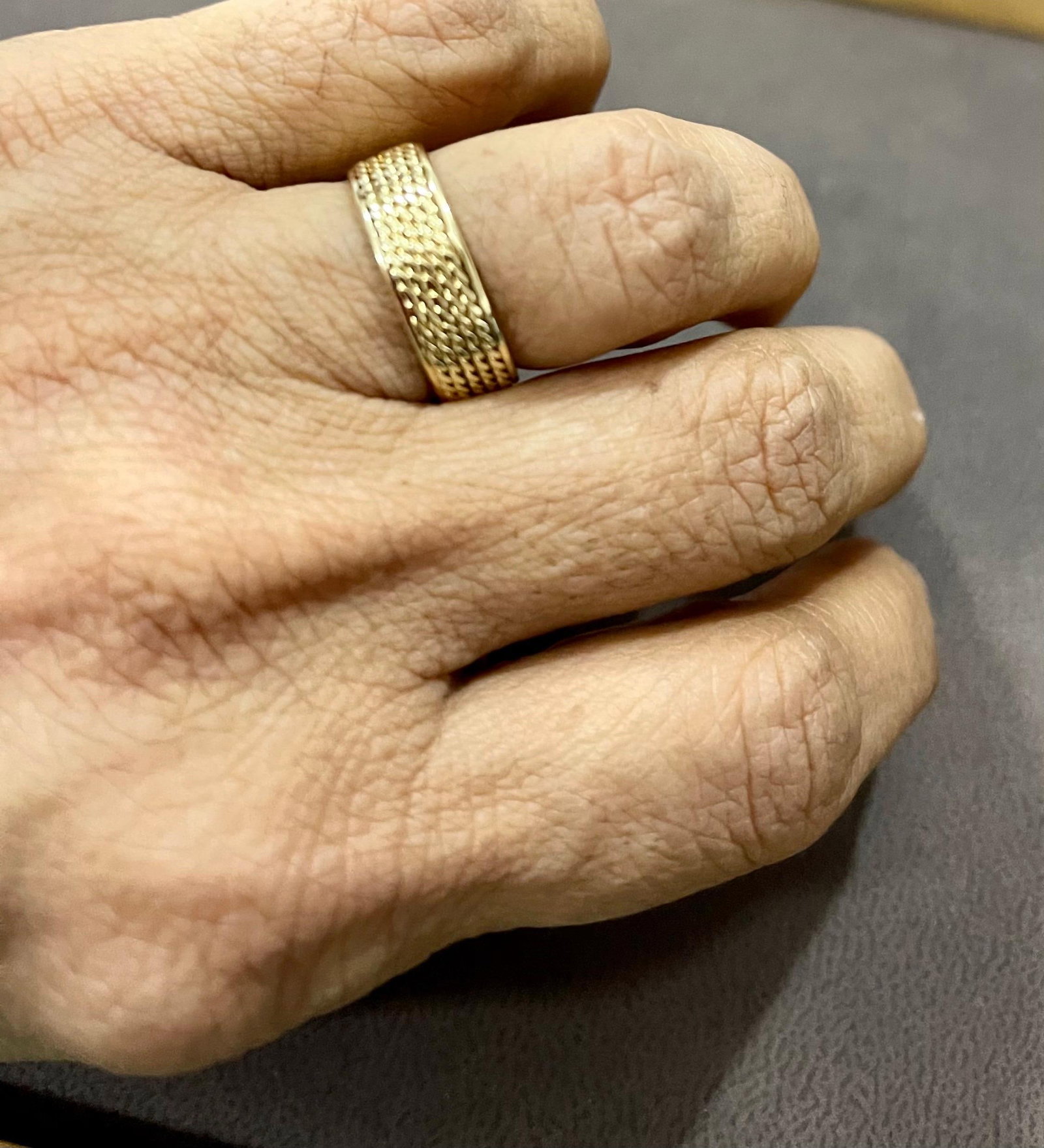 14 Karat Yellow Gold Classic Wide Wedding Band Ring, Unisex - 7