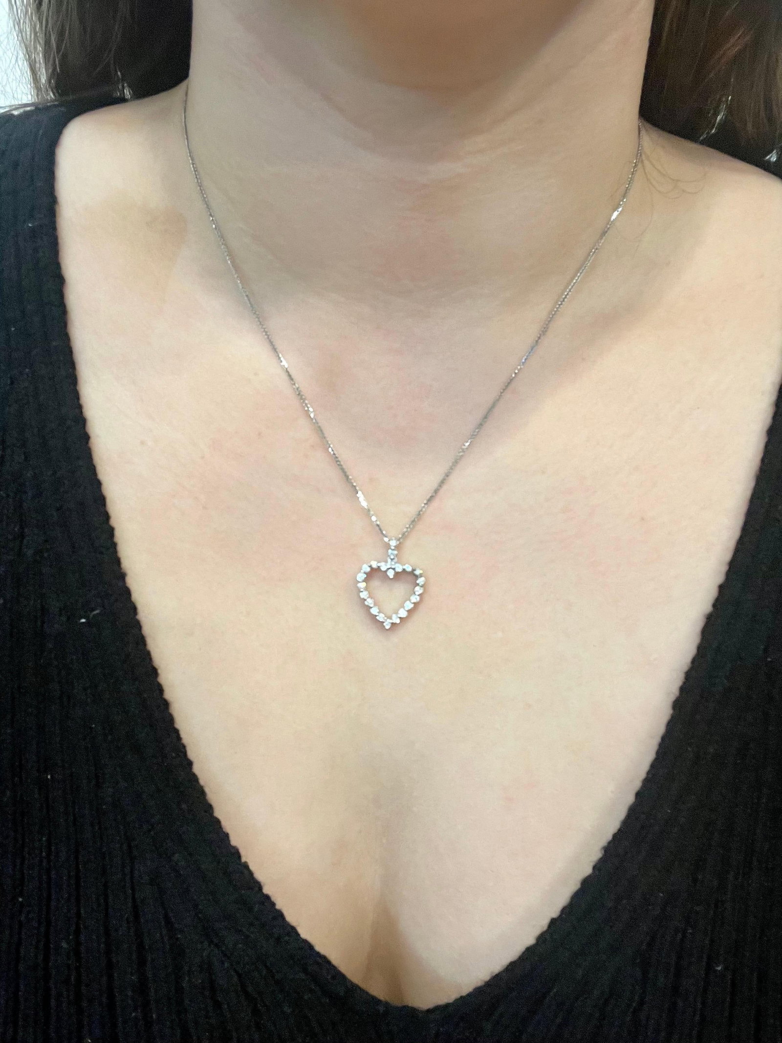 1 Carat Diamond Heart Pendant/ Necklace 14 Karat White Gold with Chain - 12