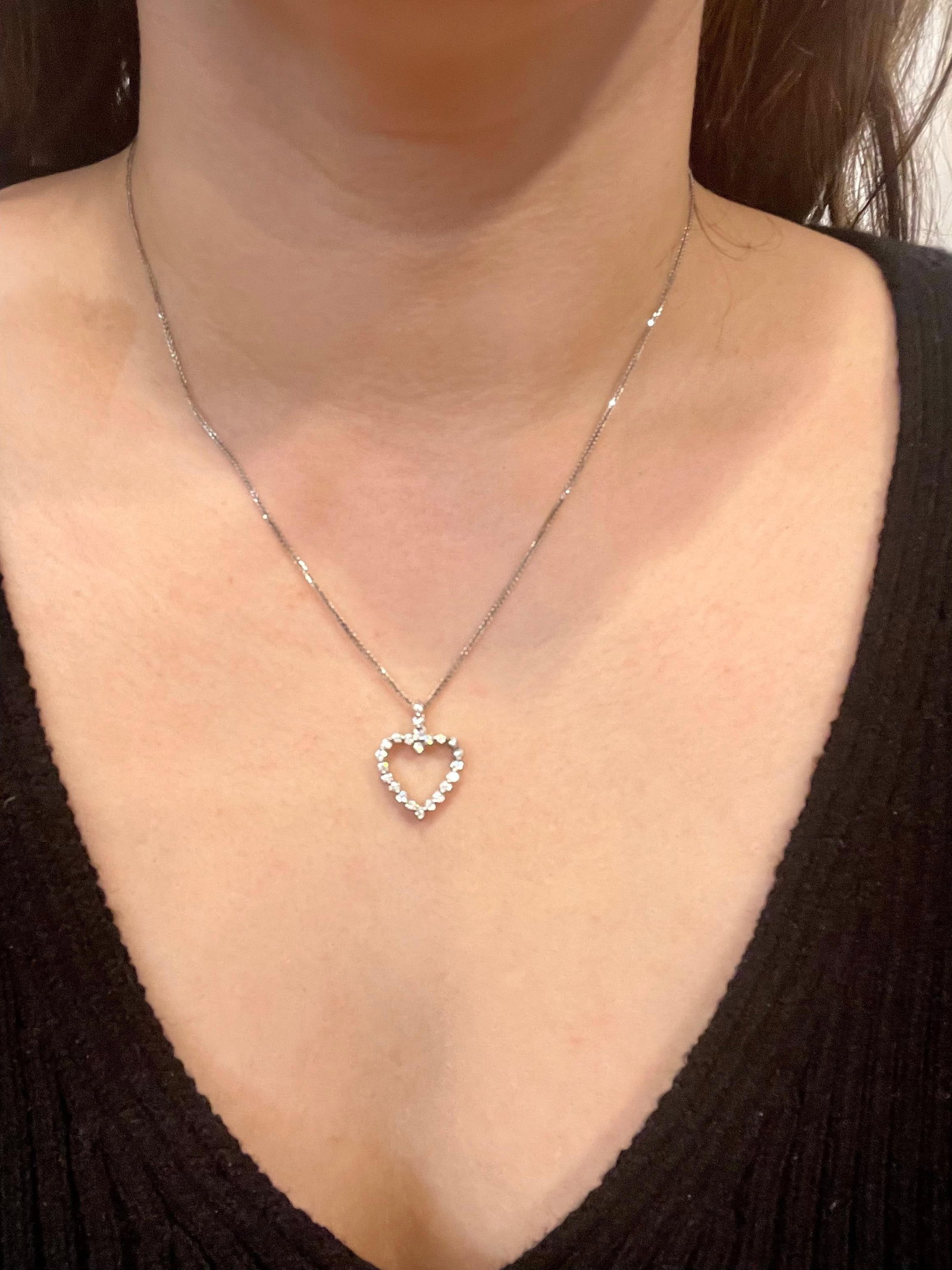1 Carat Diamond Heart Pendant/ Necklace 14 Karat White Gold with Chain - 14