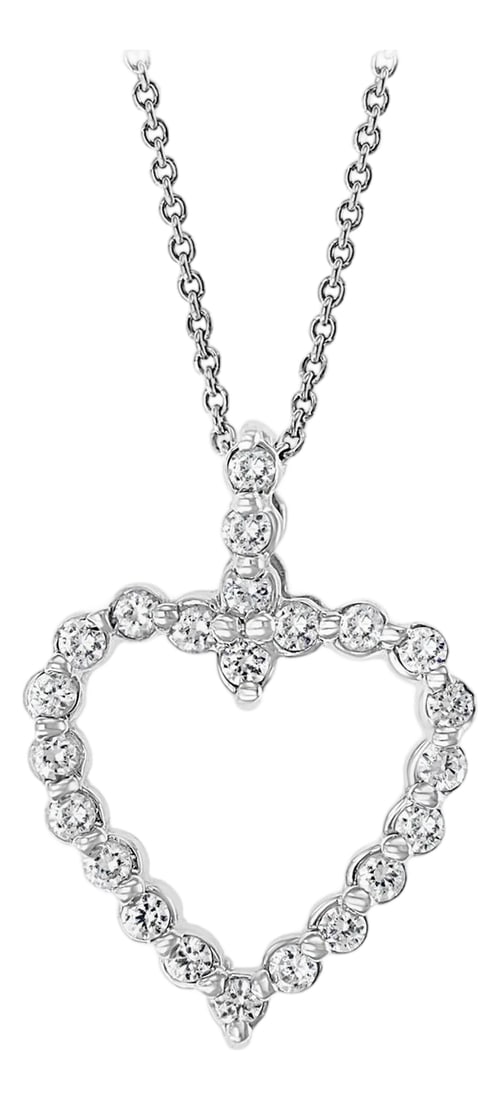 1 Carat Diamond Heart Pendant/ Necklace 14 Karat White Gold with Chain: Approximately 1 Ct Diamond Heart Pendant/ Necklace 14 Karat White Gold with Chain Diamond Weight approximately 1.0 Carats Diamonds are Eye clean quality with lots of shine and brilliance! 14 K gold