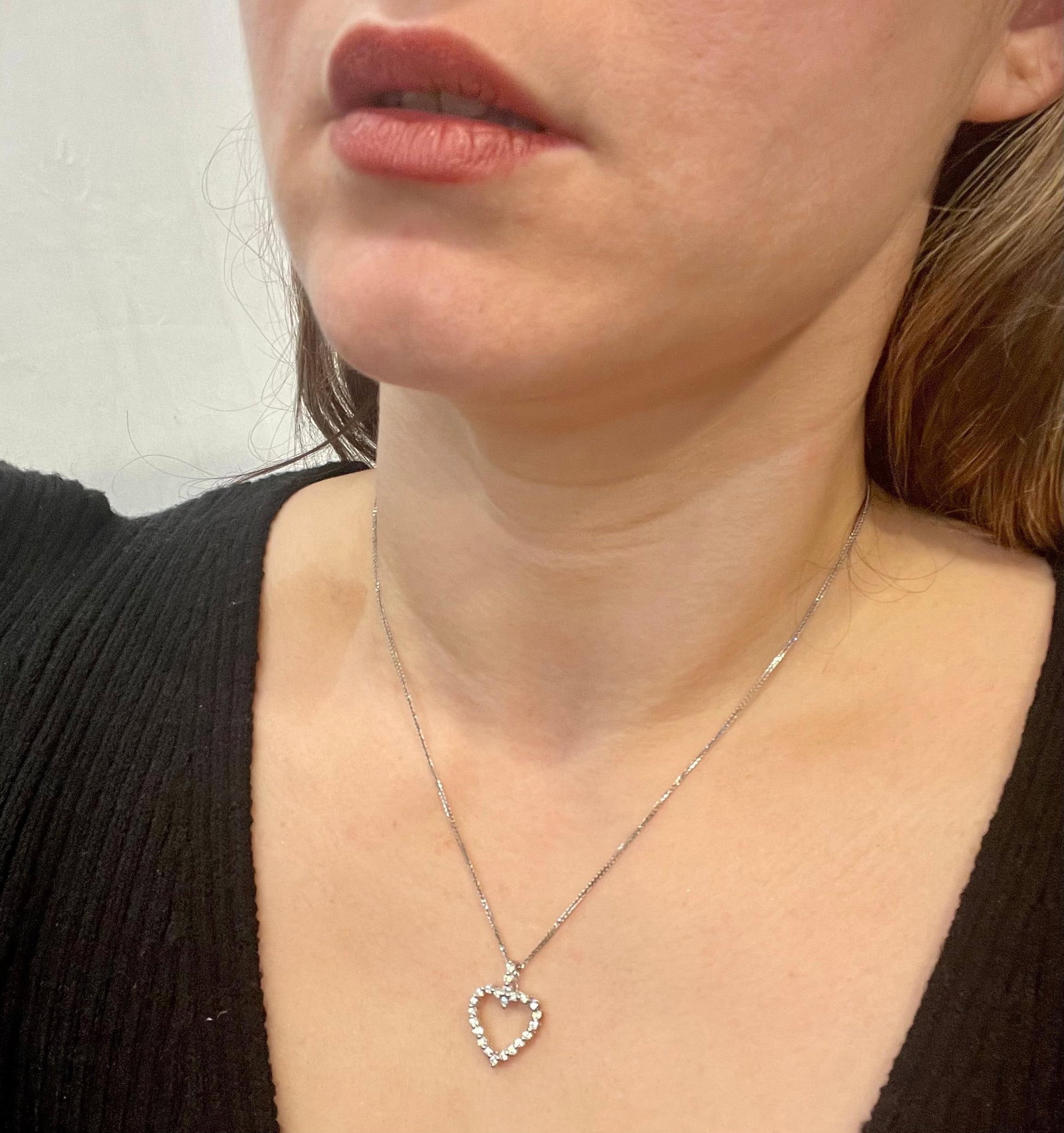 1 Carat Diamond Heart Pendant/ Necklace 14 Karat White Gold with Chain - 2