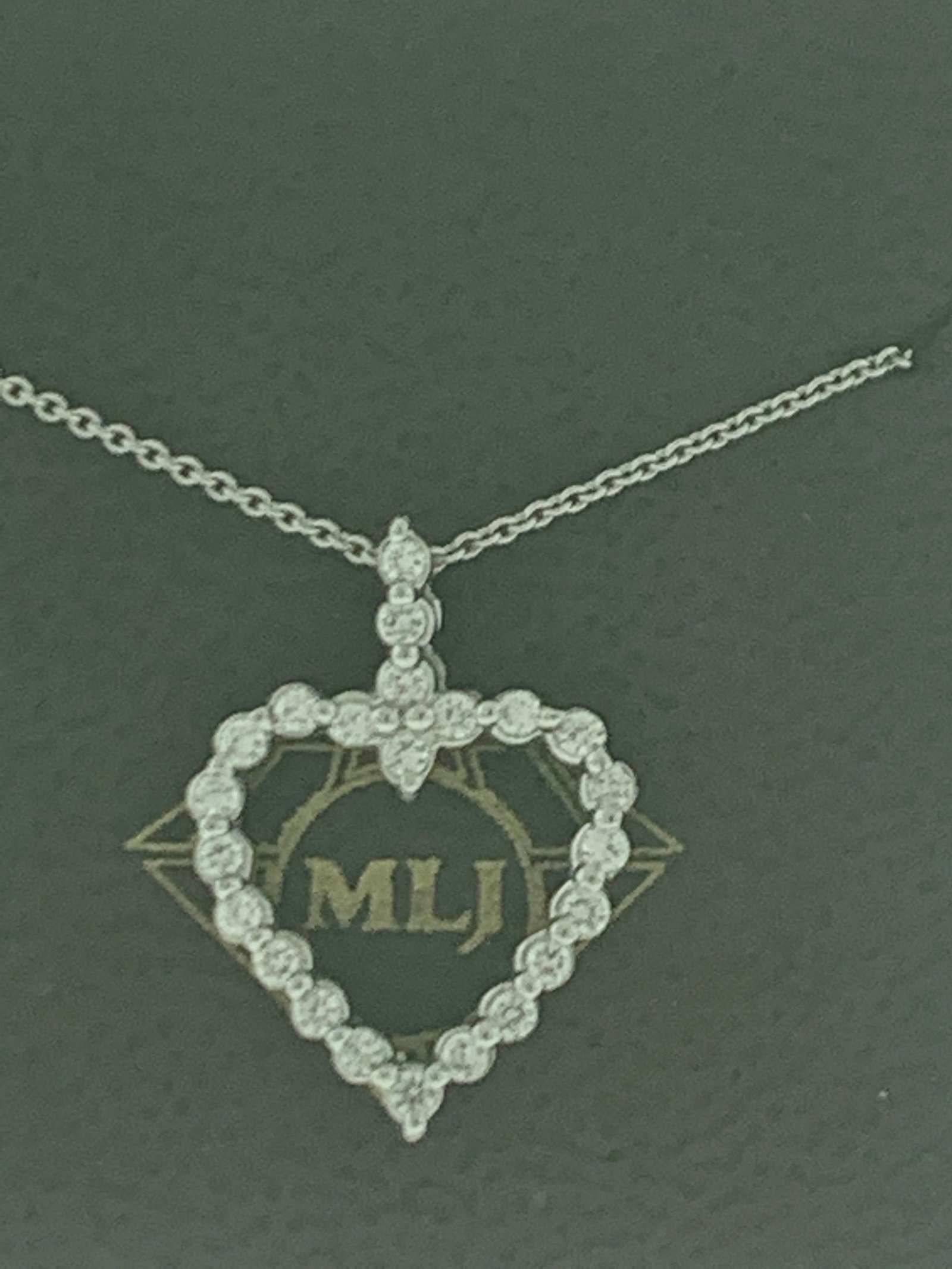1 Carat Diamond Heart Pendant/ Necklace 14 Karat White Gold with Chain - 6