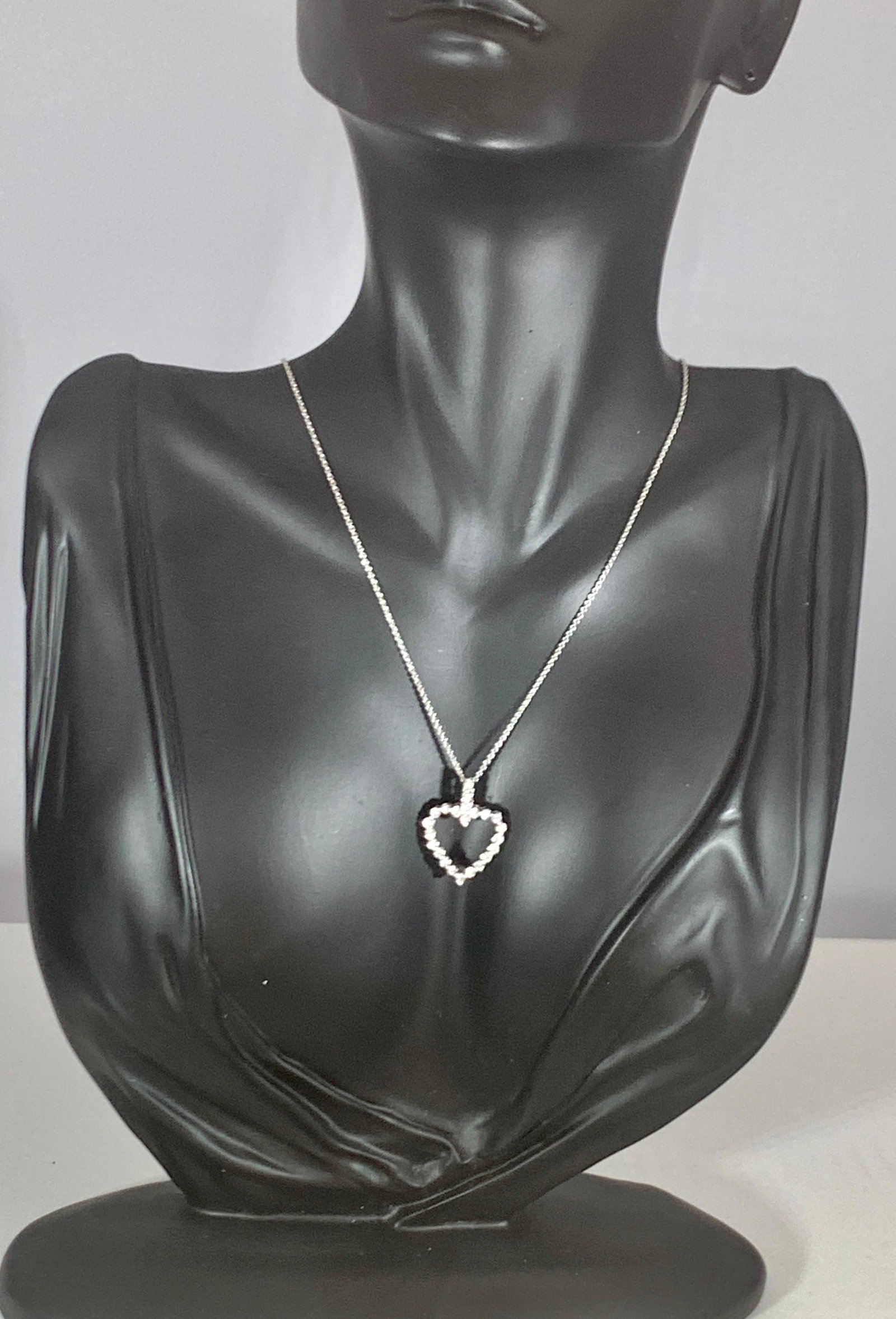 1 Carat Diamond Heart Pendant/ Necklace 14 Karat White Gold with Chain - 9