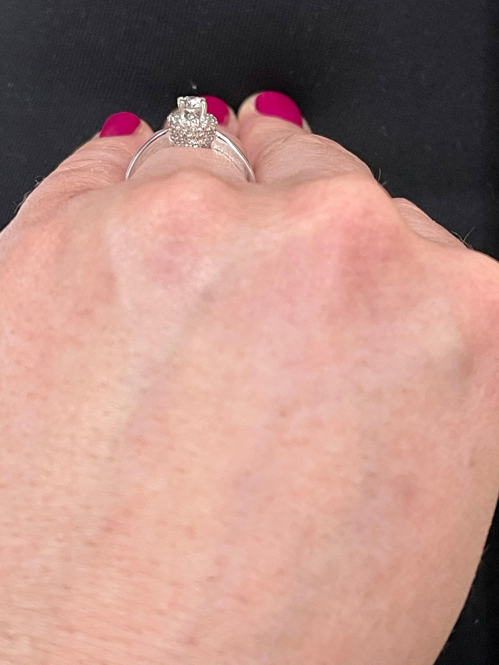 Diamond 0.6 Carat Traditional Ring/Band 14 Karat White Gold, Halo Ring - 10