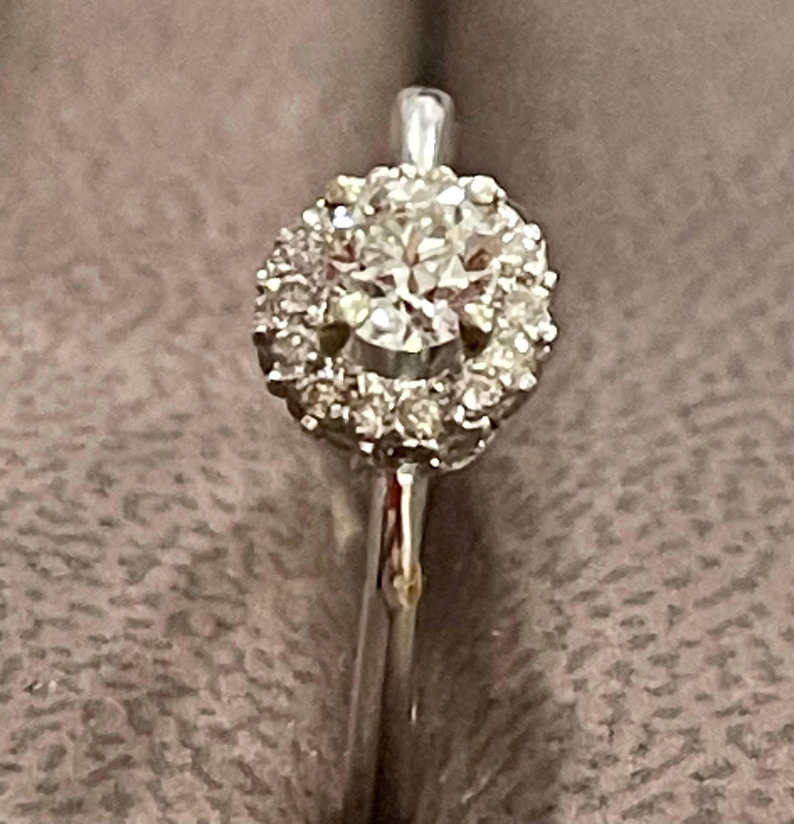Diamond 0.6 Carat Traditional Ring/Band 14 Karat White Gold, Halo Ring - 11