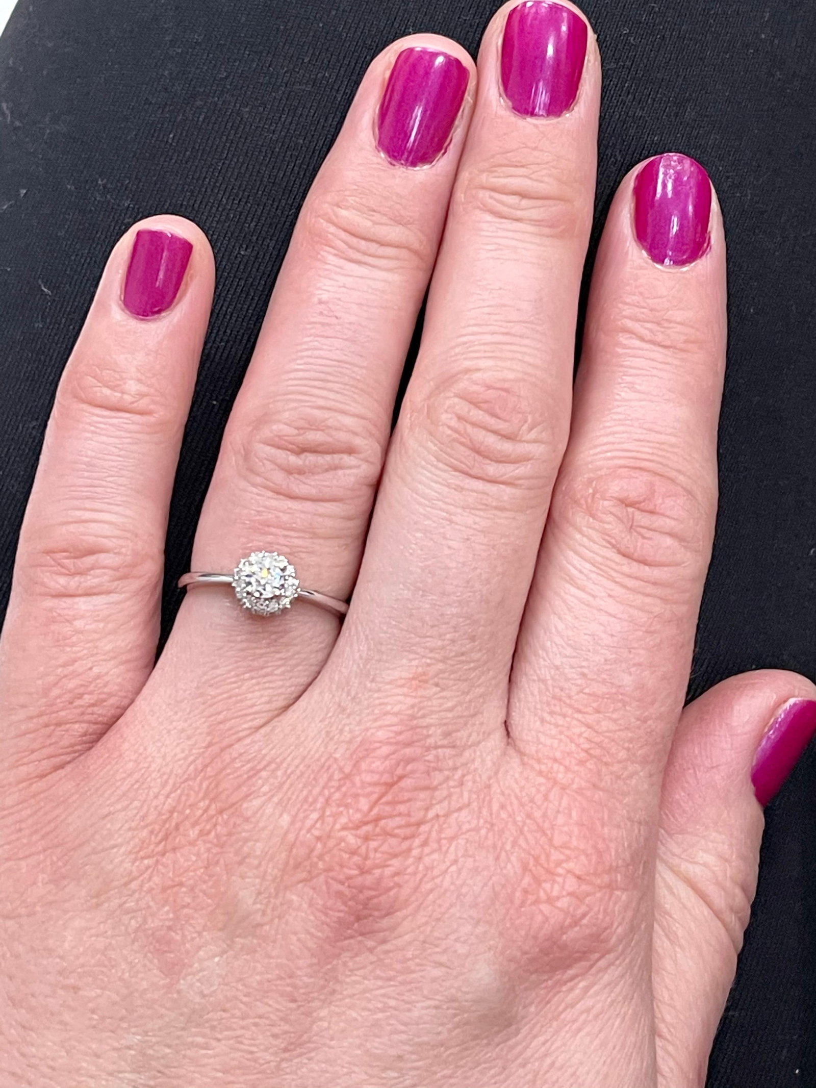 Diamond 0.6 Carat Traditional Ring/Band 14 Karat White Gold, Halo Ring - 13