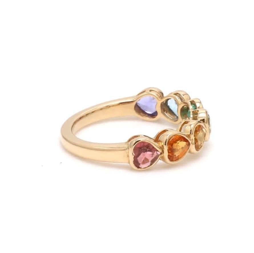 Natural 1.79 cts rainbow sapphire ring in 14k gold - 12