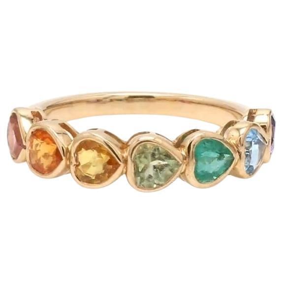 Natural 1.79 cts rainbow sapphire ring in 14k gold - 15