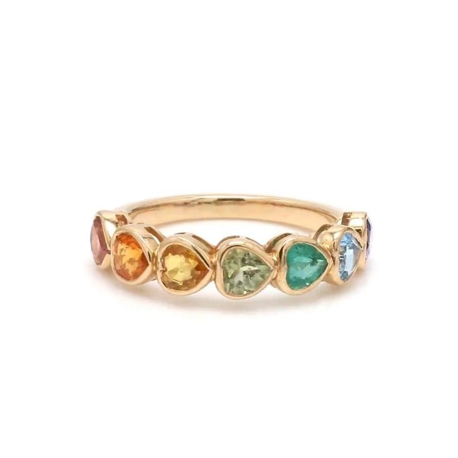Natural 1.79 cts rainbow sapphire ring in 14k gold - 17