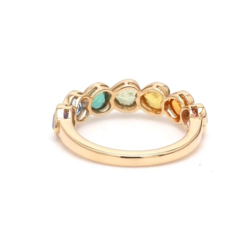 Natural 1.79 cts rainbow sapphire ring in 14k gold - 3