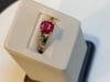 3.5 Carat Cushion Treated Ruby 14 Karat White Gold Ring - 16
